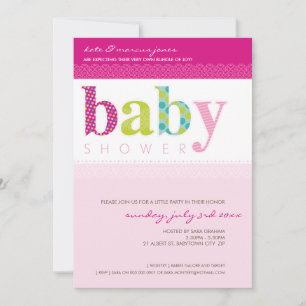 BABY SHOWER招待状::ベビーパターン(の模様が)ある文字3P 招待状