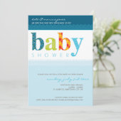 BABY SHOWER招待状::ベビーパターン（の模様が）ある文字4P 招待状 (スタンド正面)