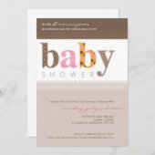 BABY SHOWER招待状::ベビーパターン(の模様が)ある文字5P 招待状 (正面/裏面)