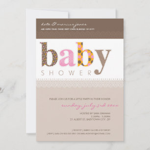 BABY SHOWER招待状::ベビーパターン(の模様が)ある文字5P 招待状