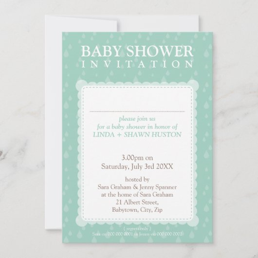 BABY SHOWER招待状:：雨滴5P 招待状 (正面)
