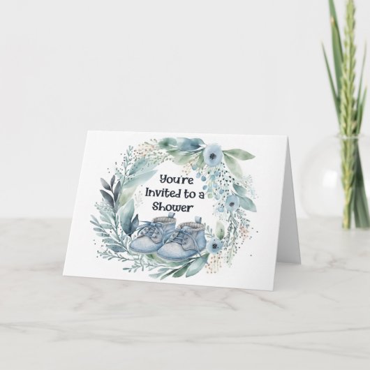 Baby Shower招待状for a Boy サンキューカード (正面)