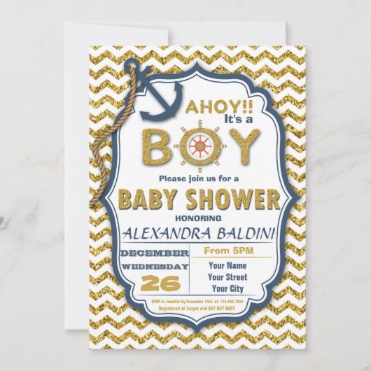 Baby Shower招待状for a Boy 招待状 (正面)
