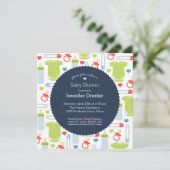 Baby Shower招待状in Navy 招待状 (スタンド正面)