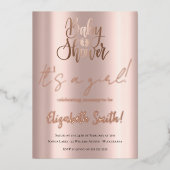 Baby Shower – 女の子、バラゴールドフォイルInvitati 箔招待状 (正面)