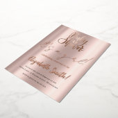 Baby Shower – 女の子、バラゴールドフォイルInvitati 箔招待状 (回転した状態)