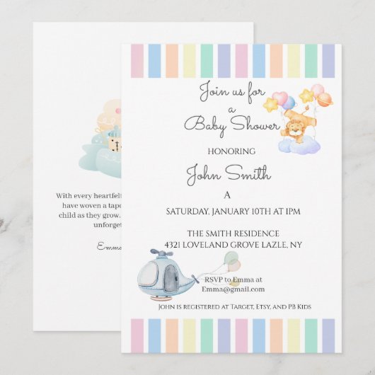 BABY SHOWER 招待状 (正面/裏面)