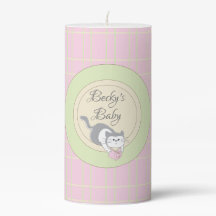 Baby Shower 3 x 6"ピラーキャンドルライブラリ/ピンク