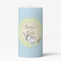 Baby Shower 3 x 6"ピラーキャンドルライブラリ/青