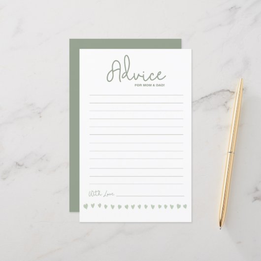 Baby Shower Advice for mom and dad Gender neutral  (正面/裏面インサイチュ)