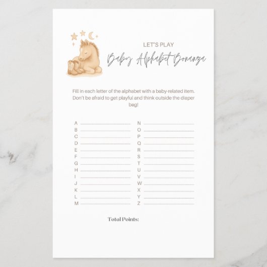 Baby Shower Alphabet Game  チラシ (正面)