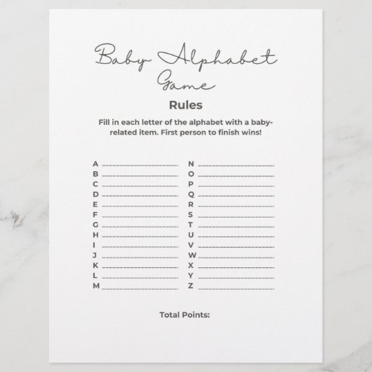 Baby Shower Alphabet Game レターヘッド (正面)