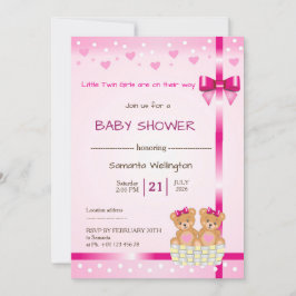 baby shower announcement for TWIN Girls 招待状