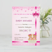 baby shower announcement for TWIN Girls 招待状 (スタンド正面)