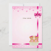 baby shower announcement for TWIN Girls 招待状 (裏面)