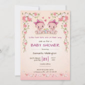baby shower announcement for TWIN Girls 招待状 (正面)