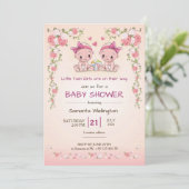 baby shower announcement for TWIN Girls 招待状 (スタンド正面)