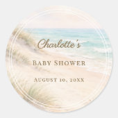Baby Shower beach coastal summer ラウンドシール (正面)