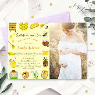 Baby Shower Bee Sweet As Can Bee Photo 招待状