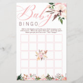 Baby Shower Bingo, Boho with Flowers チラシ (正面)