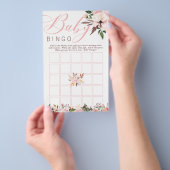 Baby Shower Bingo, Boho with Flowers チラシ (ハンドル)