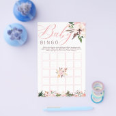 Baby Shower Bingo, Boho with Flowers チラシ (シングル)