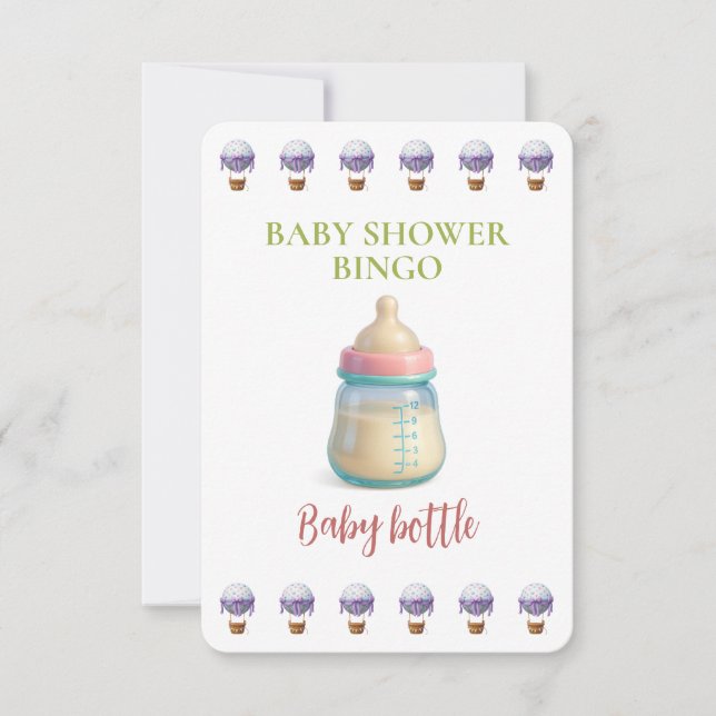 Baby Shower Bingo Card, Funny Game- Baby Bottle (正面)