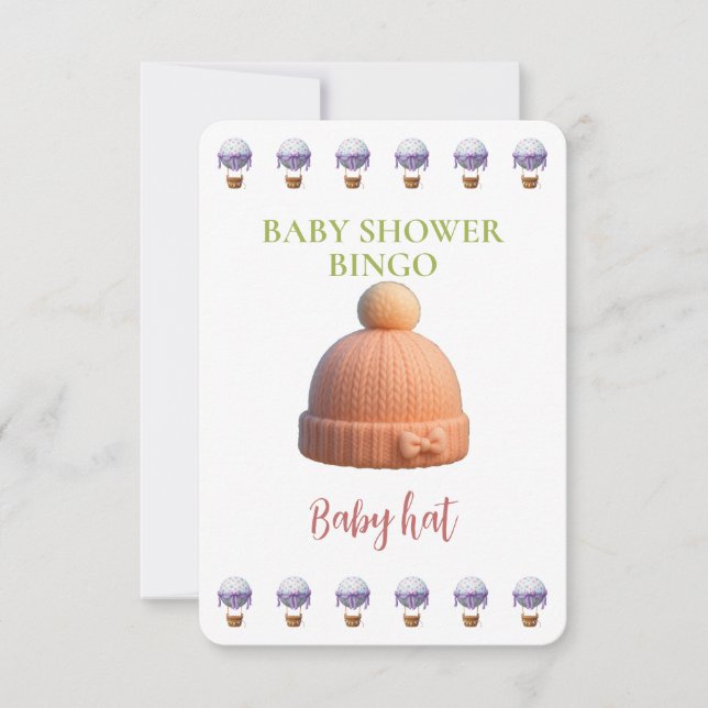 Baby Shower Bingo Card, Funny Game- Baby Hat (正面)