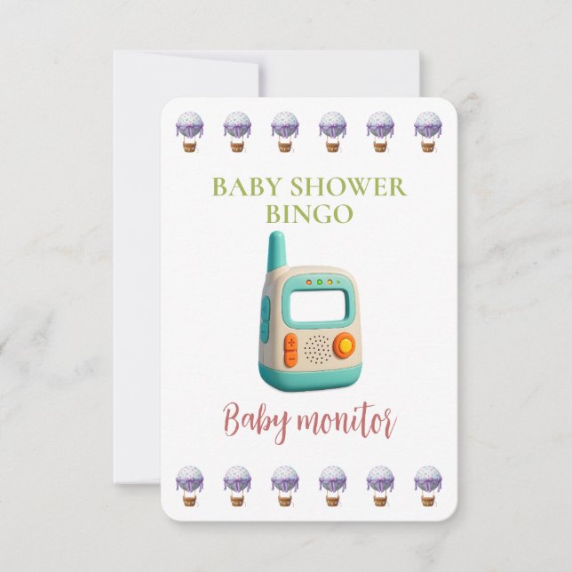Baby Shower Bingo Card, Funny Game- Baby monitor (正面)
