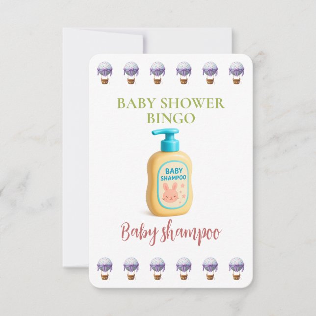 Baby Shower Bingo Card, Funny Game- Baby shampoo (正面)