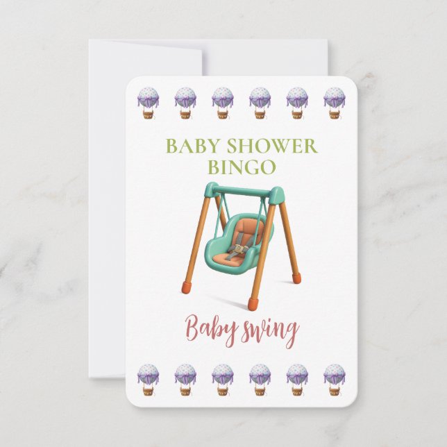 Baby Shower Bingo Card, Funny Game- Baby swing (正面)