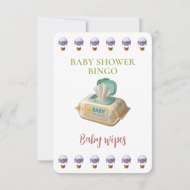 Baby Shower Bingo Card, Funny Game- Baby Wipes (正面)