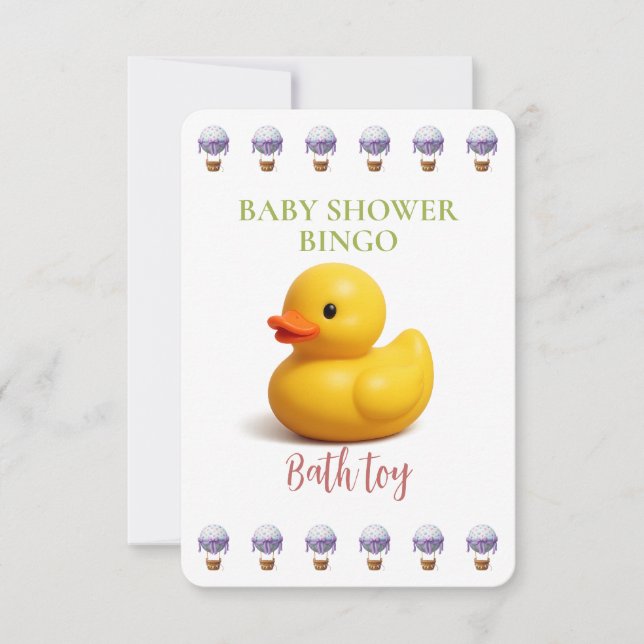 Baby Shower Bingo Card, Funny Game- Bath toy (正面)