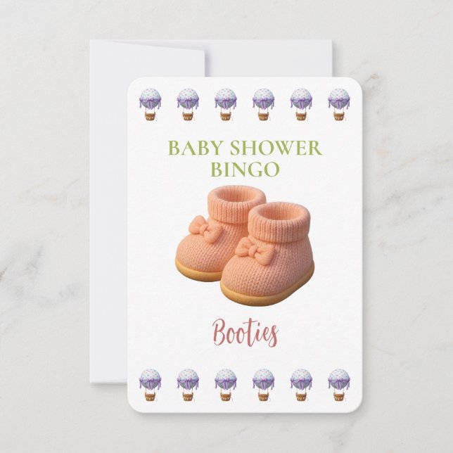 Baby Shower Bingo Card, Funny Game- Booties (正面)
