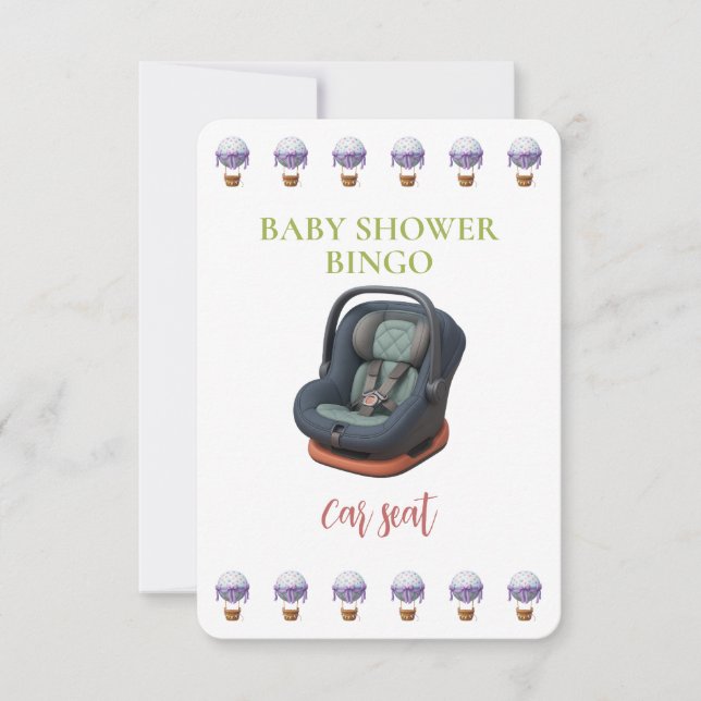 Baby Shower Bingo Card, Funny Game- Car Seat (正面)