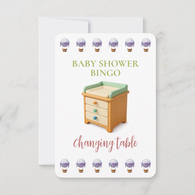 Baby Shower Bingo Card, Funny Game- Changing table (正面)