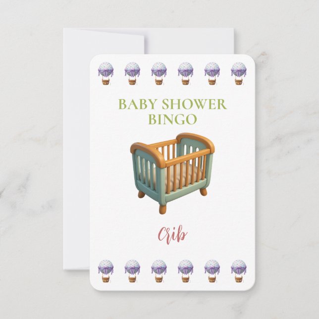 Baby Shower Bingo Card, Funny Game- Crib (正面)