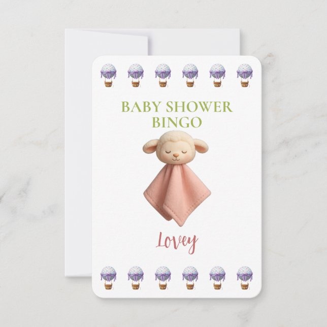 Baby Shower Bingo Card, Funny Game- Lovey (正面)