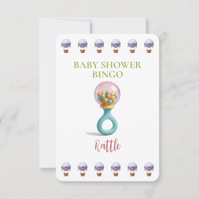 Baby Shower Bingo Card, Funny Game- Rattle (正面)
