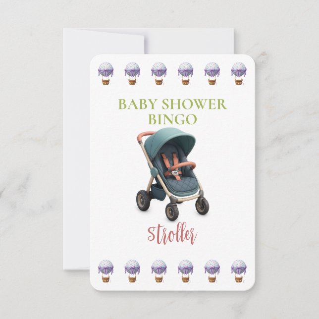 Baby Shower Bingo Card, Funny Game- Stroller (正面)