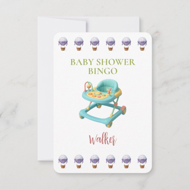 Baby Shower Bingo Card, Funny Game- Walker (正面)