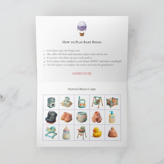 Baby Shower Bingo Game Board2. Fun Party シーズンカード (内部)