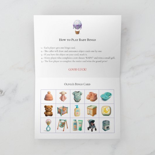 Baby Shower Bingo Game Board3. Fun Party シーズンカード (内部)