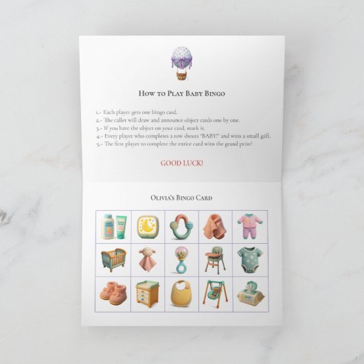 Baby Shower Bingo Game Board4. Fun Party シーズンカード (内部)