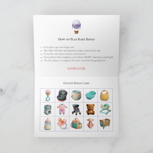 Baby Shower Bingo Game Board5. Fun Party シーズンカード (内部)
