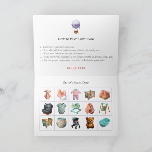 Baby Shower Bingo Game Board9. Fun Party シーズンカード (内部)