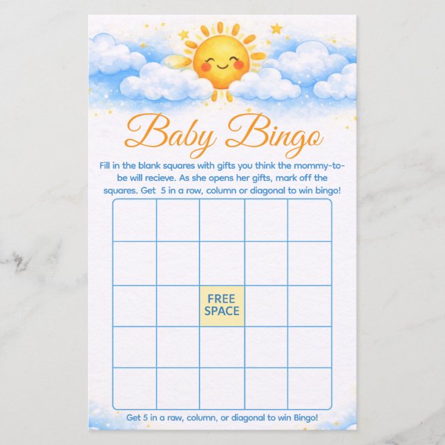 Baby Shower Bingo Game Card party supplies (正面)