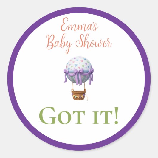 Baby Shower Bingo Stickers – Personalized “Got It! ラウンドシール (正面)