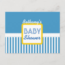 BABY SHOWER Blue ストライプFirmes Pattern G01J for Boy 案内ポストカード