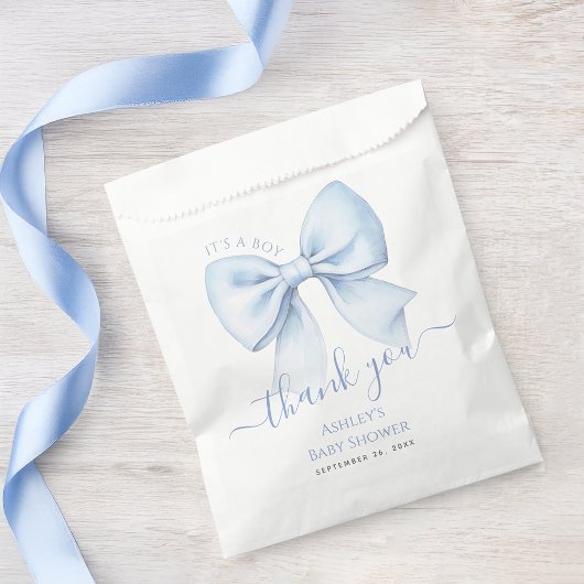 Baby Shower Blue Bow It's a Boy Thank You フェイバーバッグ